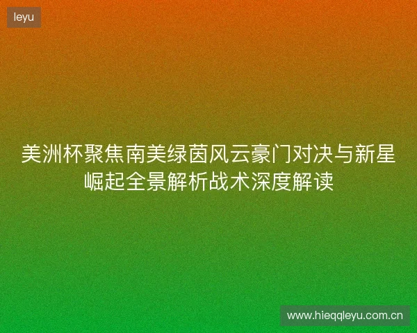 美洲杯聚焦南美绿茵风云豪门对决与新星崛起全景解析战术深度解读